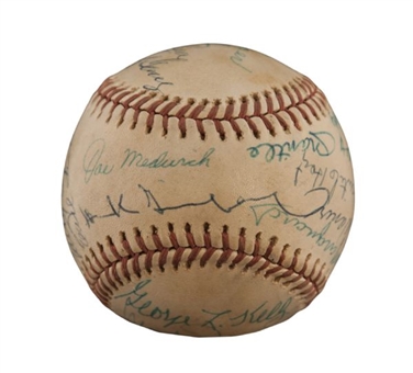 Multi-Signed Hall of Fame Baseball with 22 Signatures Including Mickey Mantle & Hank Greenberg
